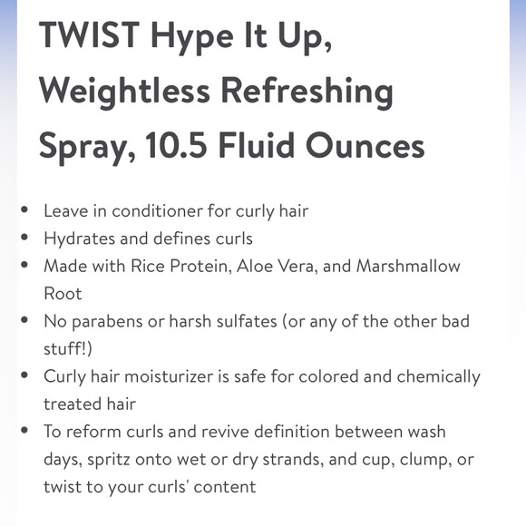 Twist by Ouidad Hype it Up! Weightless Refreshing Spray 10.5 floz Curl Refresher - Picture 2 of 11
